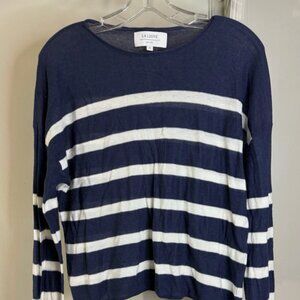 La Ligne Navy & White Striped Tencel & Linen Sweater